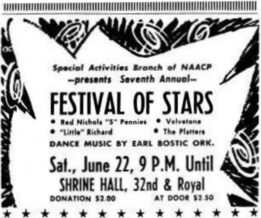  NAACP concert in Shrine Auditorium on June 22nd, 1957