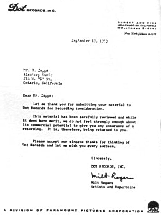  Letter from Milt Rogers (Dot Records)